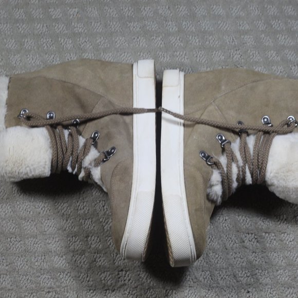 STEVE MADDEN LIFT Size 10B SUEDE WEDGE FAUX FUR ANKLE BOOT - Picture 3 of 6